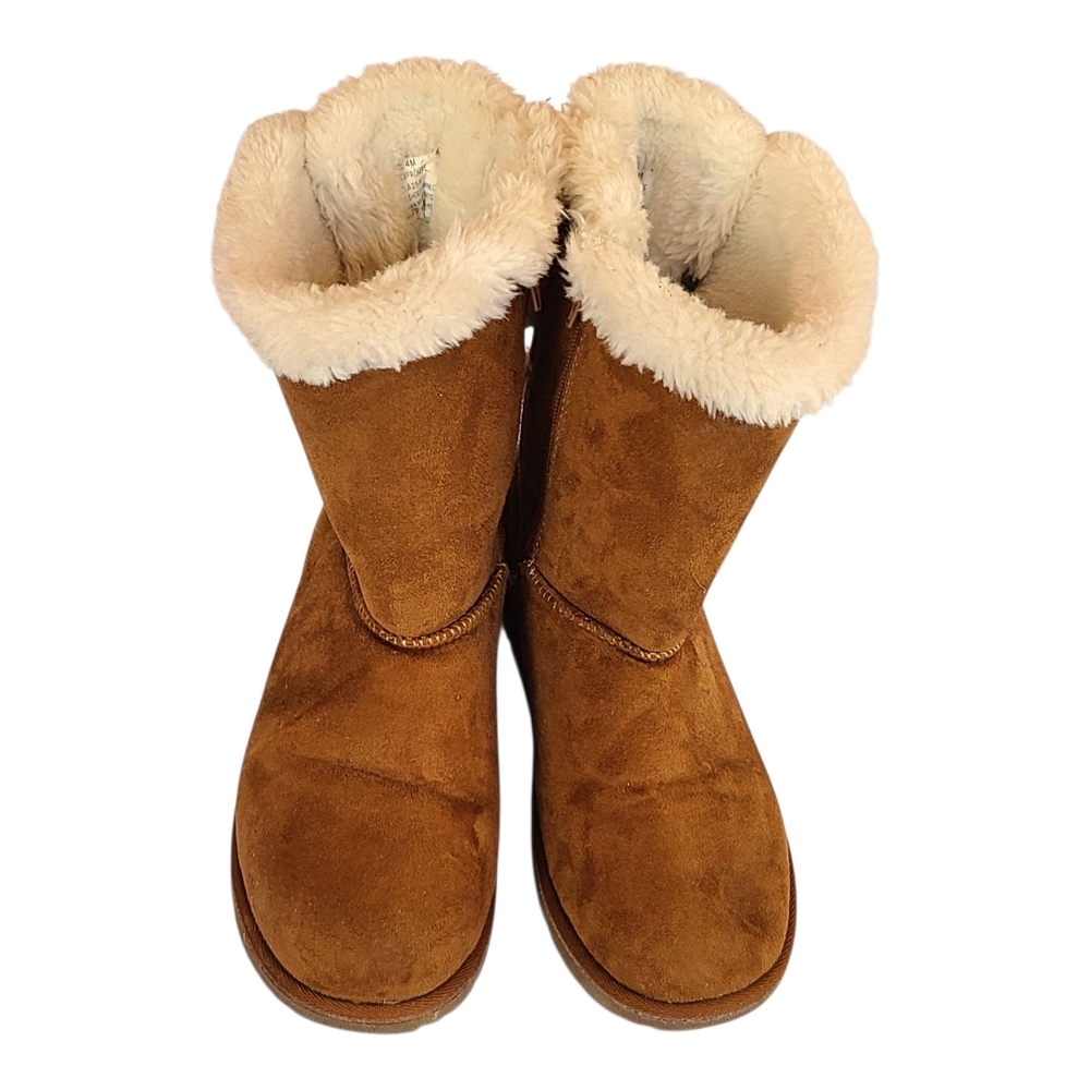 Hot Tomato Brown Shearling-Lined Kids Boots Size 4